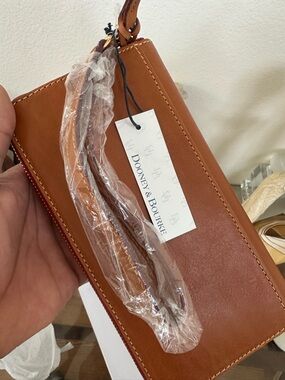 Dooney & Bourke Caramel Brown Leather Wristlet with Strap